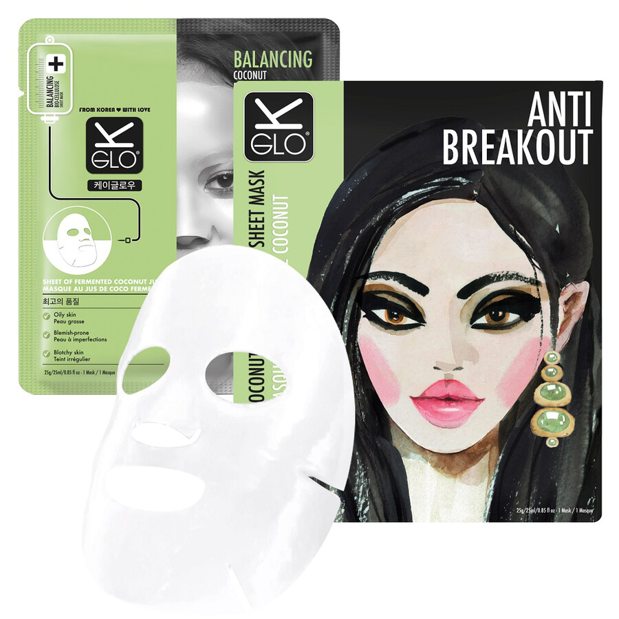 Image of STARSKIN® K-GLO® Anti-Breakout Coconut Bio-Cellulose Sheet Mask  Maschera Viso 25.0 g