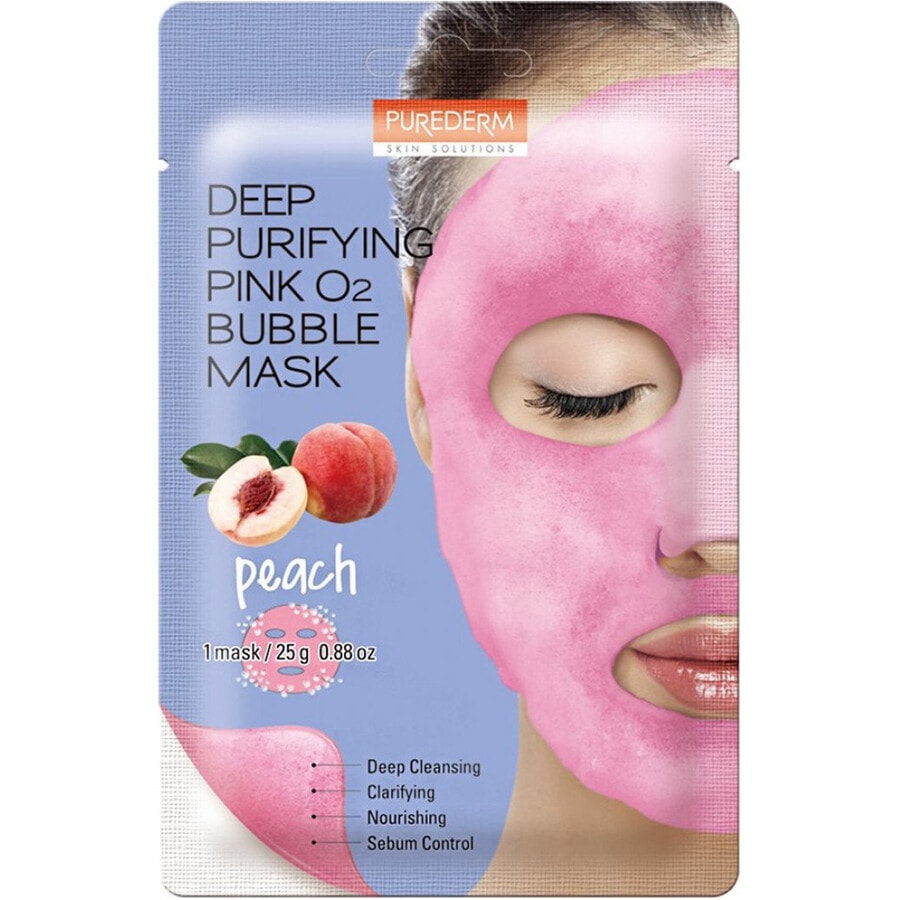 Image of Purederm Deep Purifying Black O2 Bubble Mask ""PEACH""  Maschera Viso 20.0 g""