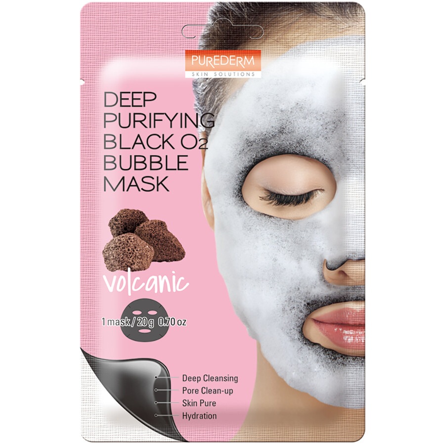 Image of Purederm Deep Purifying Black O2 Bubble Mask ""VOLCANIC""  Maschera Viso 20.0 g""