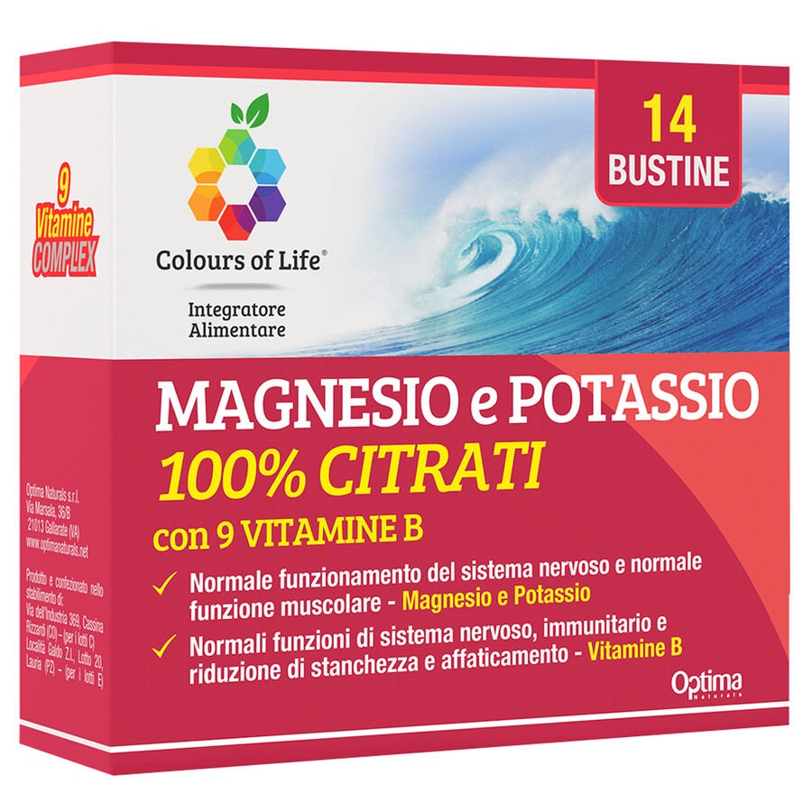 Optima Naturals Magnesio E Potassio 100% Citrati Con 9 Vitamine B Con 9 Vitamine B Integratore Alimentare